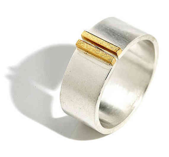 Double Bar Wide Band Ring