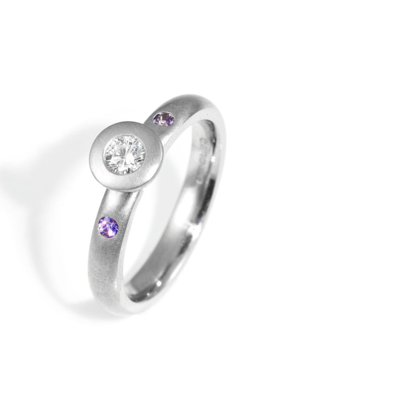 Collet Ring with Purple Sapphires