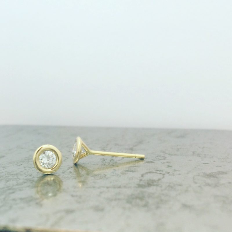 Gold diamond stud earrings