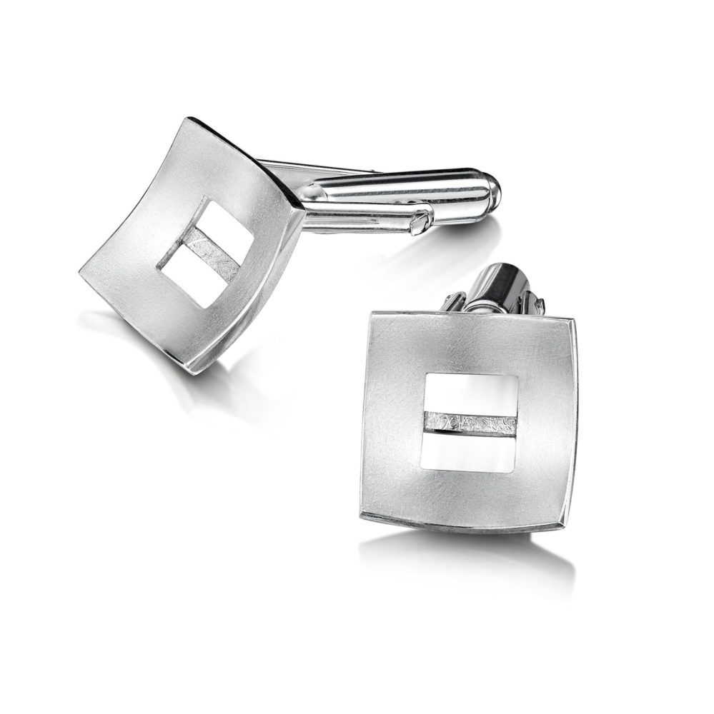 2048 Linear Cufflinks White Gold