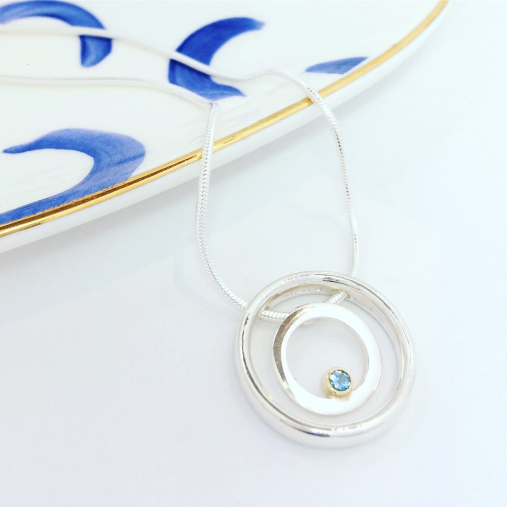 Aquamarine Halo Necklace